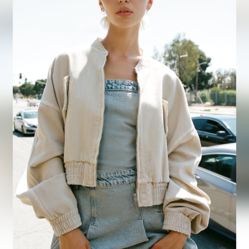 Zara Bomber Ripped Jacket Sz-L